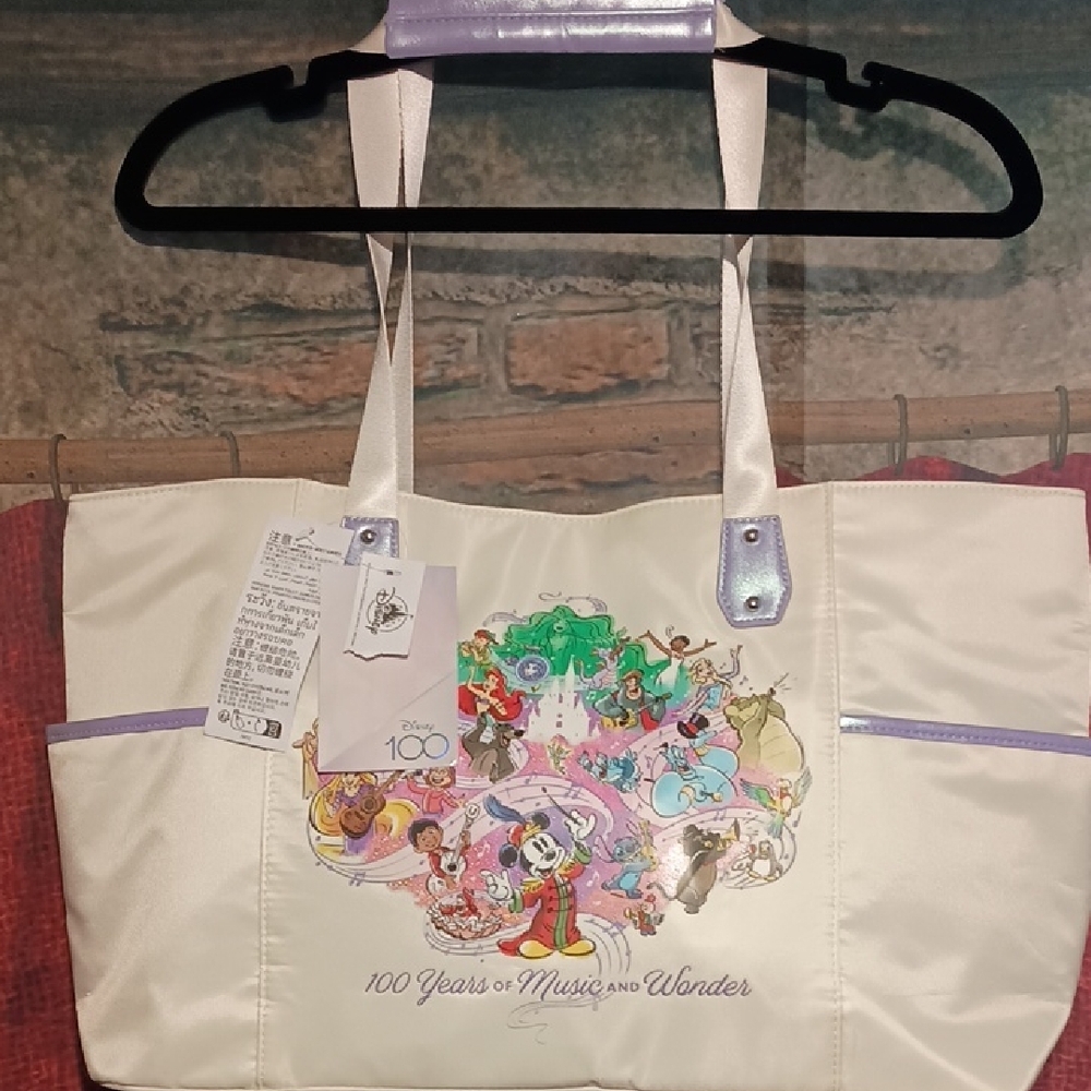 Disney White and Purple Tote Bag